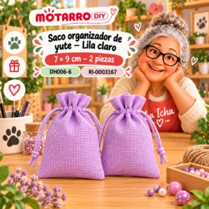 ri-0003167-dh006-6 Saco organizador de yute – Lila claro – 7 × 9 cm – 2 piezas