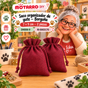 ri-0003170-dh006-9 Saco organizador de yute – Borgoña – 7 × 9 cm – 2 piezas
