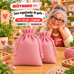 ri-0003178-dh007-5 Saco organizador de yute – Rosado – 9 × 12 cm – 2 piezas