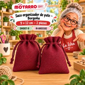 ri-0003182-dh007-9 Saco organizador de yute – Borgoña – 9 × 12 cm – 2 piezas