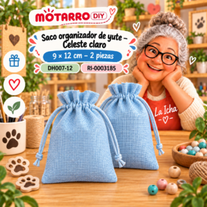 ri-0003185-dh007-12 Saco organizador de yute – Celeste claro – 9 × 12 cm – 2 piezas