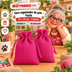 ri-0003189-dh008-4 Saco organizador de yute – Fucsia – 10 × 15 cm – 2 piezas