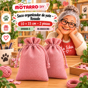 ri-0003190-dh008-5 Saco organizador de yute – Rosado – 10 × 15 cm – 2 piezas