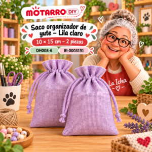 ri-0003191-dh008-6 Saco organizador de yute – Lila claro – 10 × 15 cm – 2 piezas