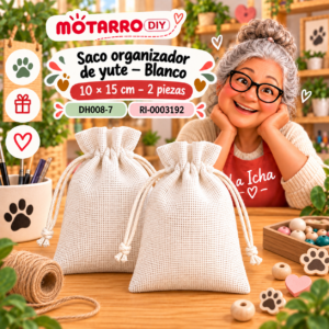 ri-0003192-dh008-7 Saco organizador de yute – Blanco – 10 × 15 cm – 2 piezas