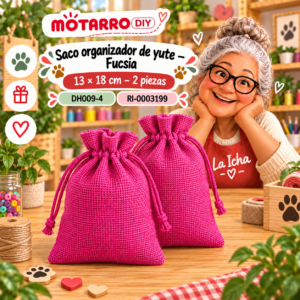 ri-0003199-dh009-4 Saco organizador de yute – Fucsia – 13 × 18 cm – 2 piezas