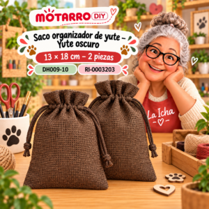 ri-0003203-dh009-10 Saco organizador de yute – Yute oscuro – 13 × 18 cm – 2 piezas