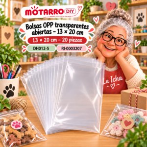 ri-0003207-dh012-5 Bolsas OPP transparentes abiertas – 13 × 20 cm – 20 piezas