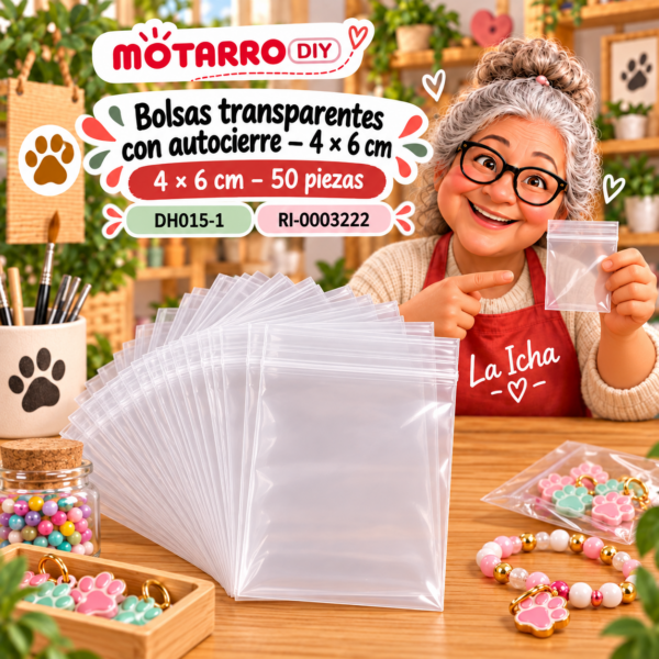 ri-0003222-dh015-1 Bolsas transparentes con autocierre – 4 × 6 cm – 50 piezas