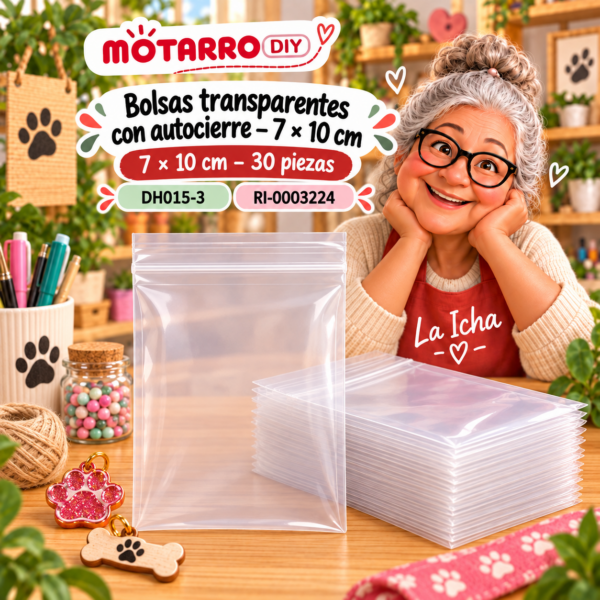 ri-0003224-dh015-3 Bolsas transparentes con autocierre – 7 × 10 cm – 30 piezas