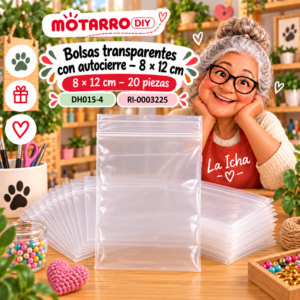ri-0003225-dh015-4 Bolsas transparentes con autocierre – 8 × 12 cm – 20 piezas