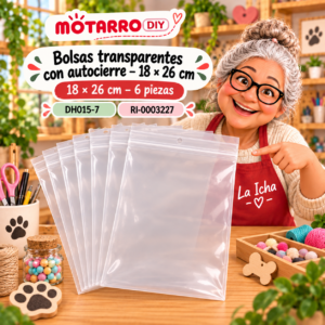 ri-0003227-dh015-7 Bolsas transparentes con autocierre – 18 × 26 cm – 6 piezas