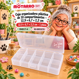 ri-0003231-dh017-4 Caja organizadora plástica de 10 compartimentos – 12,9 × 6,7 × 2,2 cm – 1 pieza