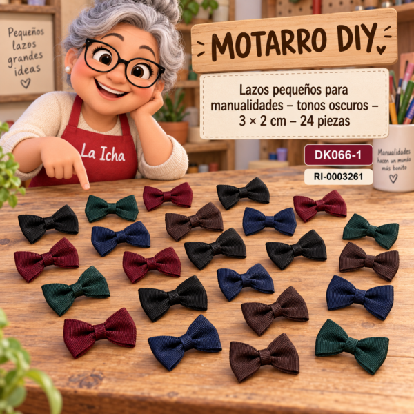 ri-0003261-dk066-1 Lazos pequeños para manualidades – tonos oscuros – 3 × 2 cm – 24 piezas