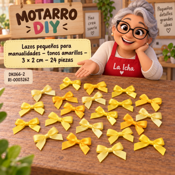 Lazos pequeños para manualidades – tonos amarillos – 3 × 2 cm – 24 piezas