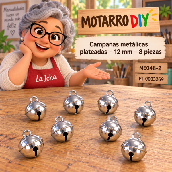 ri-0003269-me048-2 Campanas metálicas plateadas – 12 mm – 8 piezas