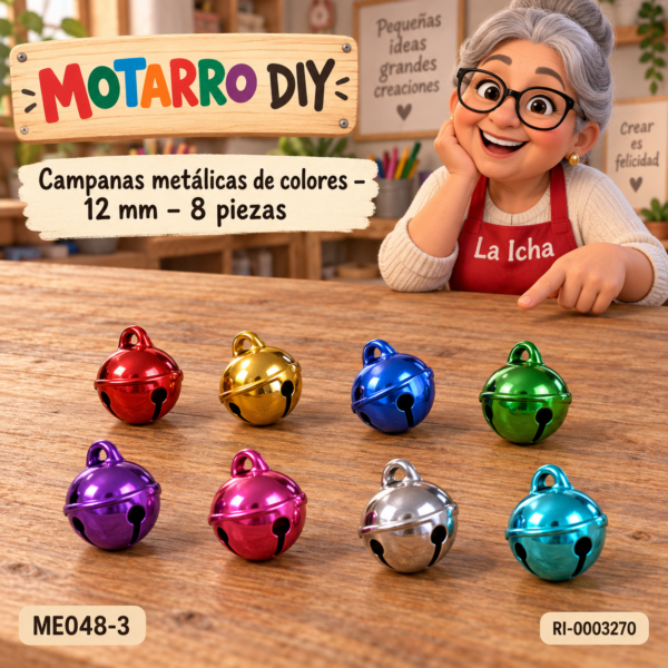 ri-0003270-me048-3 Campanas metálicas de colores – 12 mm – 8 piezas