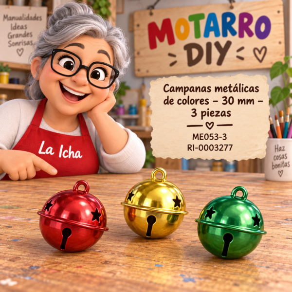 ri-0003277-me053-3 Campanas metálicas de colores – 30 mm – 3 piezas