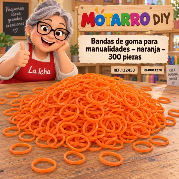 ri-0003278-ref132453 Bandas de goma para manualidades – naranja – 300 piezas
