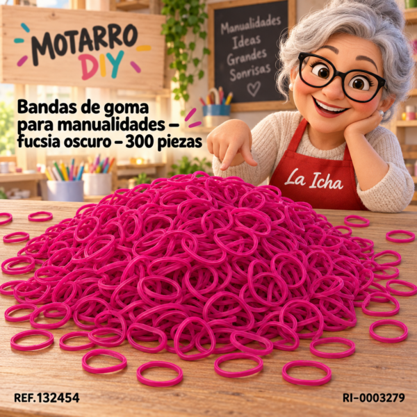 Bandas de goma para manualidades – fucsia oscuro – 300 piezas