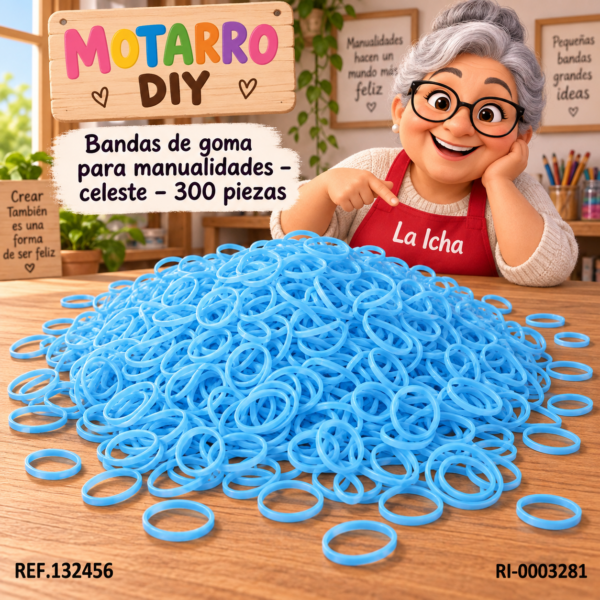 ri-0003281-ref132456 Bandas de goma para manualidades – celeste – 300 piezas