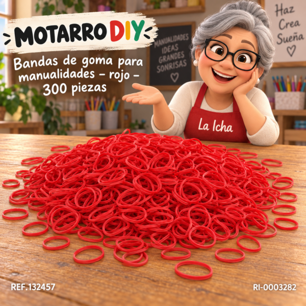 ri-0003282-ref132457 Bandas de goma para manualidades – rojo – 300 piezas