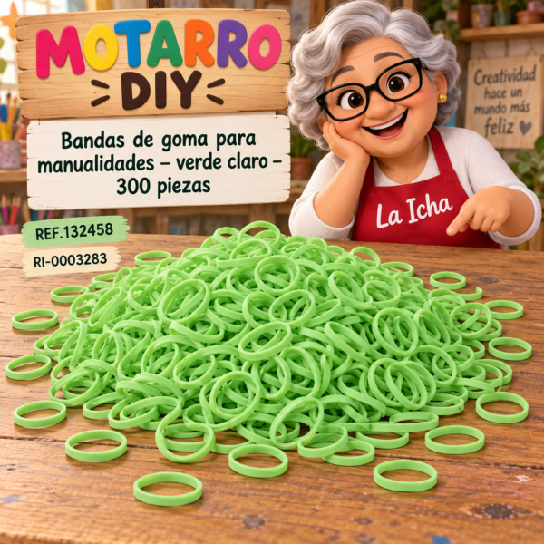 Bandas de goma para manualidades – verde claro – 300 piezas