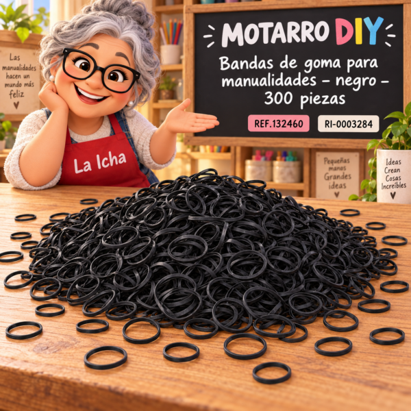 Bandas de goma para manualidades – negro – 300 piezas