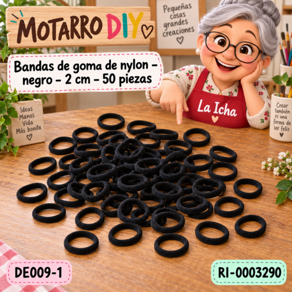 ri-0003290-de009-1 Bandas de goma de nylon – negro – 2 cm – 50 piezas