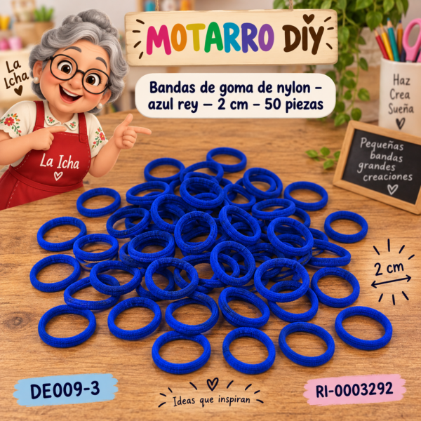 ri-0003292-de009-3 Bandas de goma de nylon – azul rey – 2 cm – 50 piezas