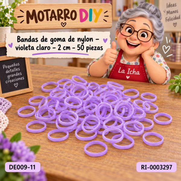 ri-0003297-de009-11 Bandas de goma de nylon – violeta claro – 2 cm – 50 piezas