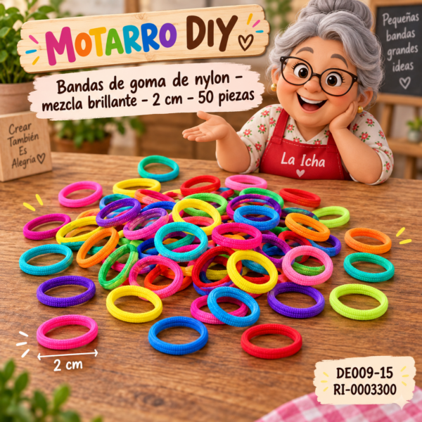 Bandas de goma de nylon – mezcla brillante – 2 cm – 50 piezas
