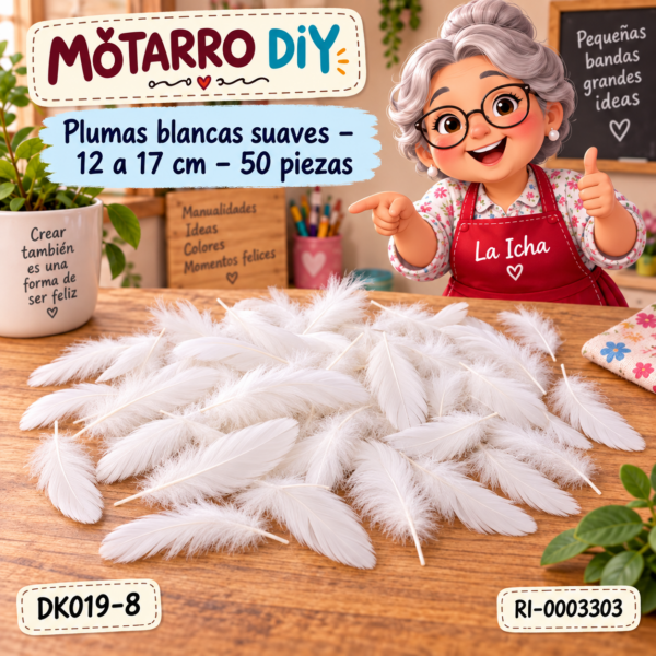 Plumas blancas suaves – 12 a 17 cm – 50 piezas