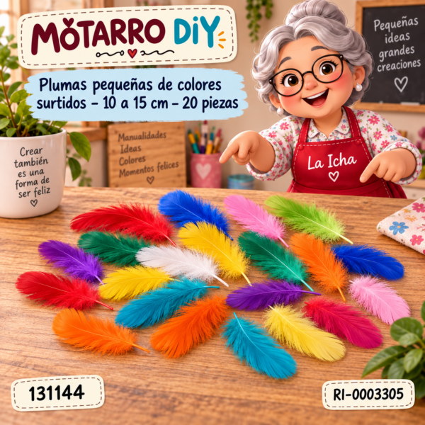 ri-0003305-131144 Plumas pequeñas de colores surtidos – 10 a 15 cm – 20 piezas