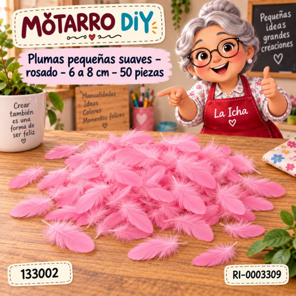 Plumas pequeñas suaves – rosado – 6 a 8 cm – 50 piezas