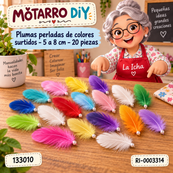 ri-0003314-133010 Plumas perladas de colores surtidos – 5 a 8 cm – 20 piezas