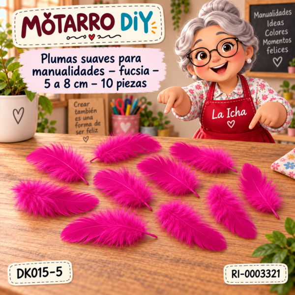 Plumas suaves para manualidades – fucsia – 5 a 8 cm – 10 piezas