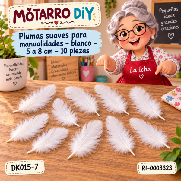 ri-0003323-dk015-7 Plumas suaves para manualidades – blanco – 5 a 8 cm – 10 piezas