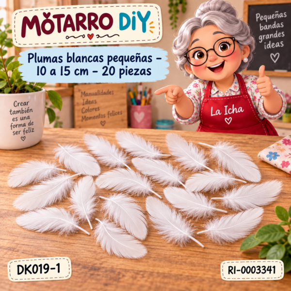 ri-0003341-dk019-1 Plumas blancas pequeñas – 10 a 15 cm – 20 piezas
