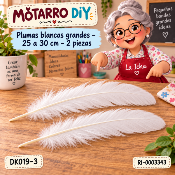 ri-0003343-dk019-3 Plumas blancas grandes – 25 a 30 cm – 2 piezas