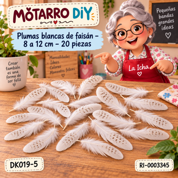 ri-0003345-dk019-5 Plumas blancas de faisán – 8 a 12 cm – 20 piezas