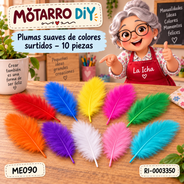 ri-0003350-me090 Plumas suaves de colores surtidos – 10 piezas