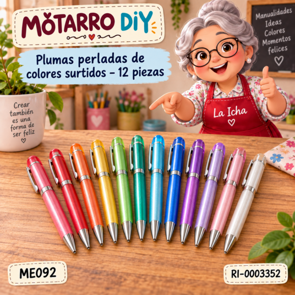 ri-0003352-me092 Plumas perladas de colores surtidos – 12 piezas