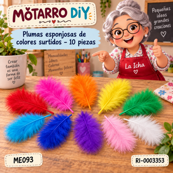 ri-0003353-me093 Plumas esponjosas de colores surtidos – 10 piezas