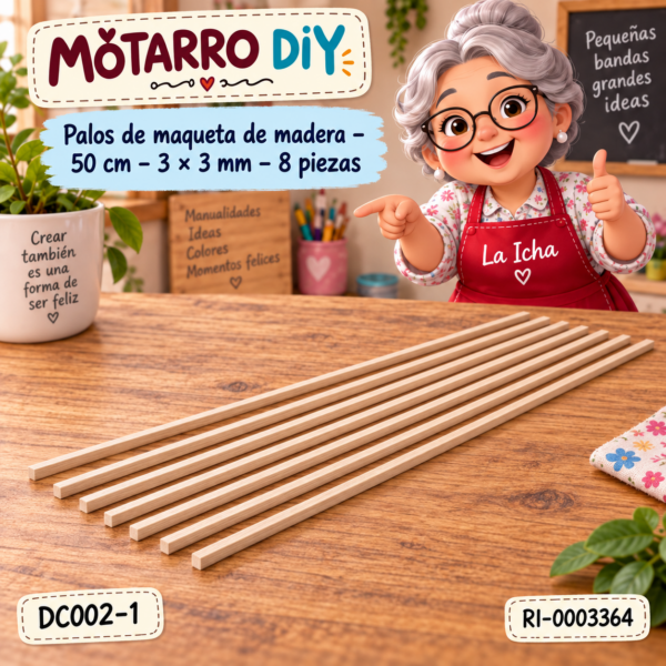 ri-0003364-dc002-1 Palos de maqueta de madera – 50 cm – 3 × 3 mm – 8 piezas