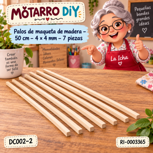 ri-0003365-dc002-2 Palos de maqueta de madera – 50 cm – 4 × 4 mm – 7 piezas