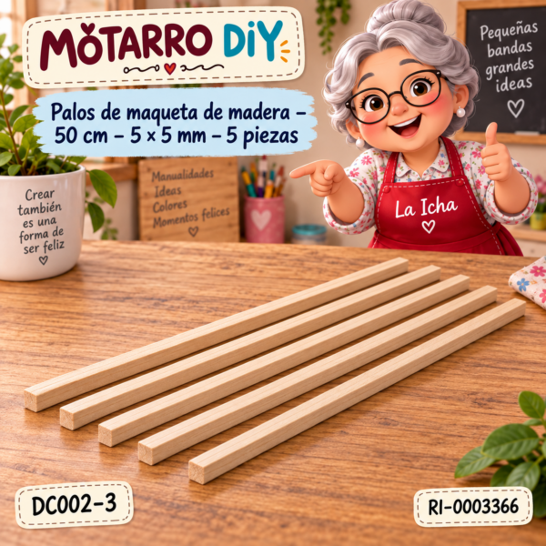 ri-0003366-dc002-3 Palos de maqueta de madera – 50 cm – 5 × 5 mm – 5 piezas