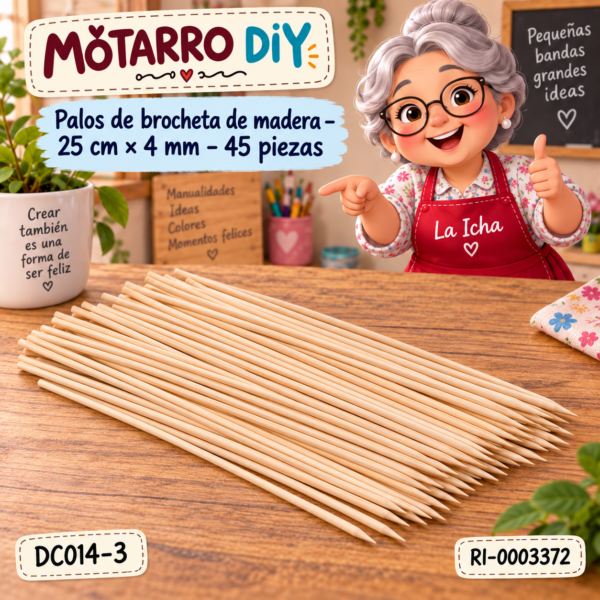 ri-0003372-dc014-3 Palos de brocheta de madera – 25 cm × 4 mm – 45 piezas