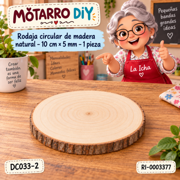 ri-0003377-dc033-2 Rodaja circular de madera natural – 10 cm × 5 mm – 1 pieza
