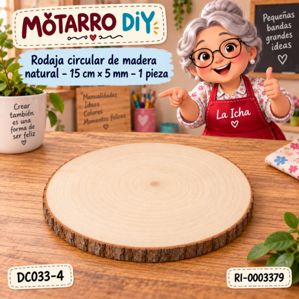 ri-0003379-dc033-4 Rodaja circular de madera natural – 15 cm × 5 mm – 1 pieza